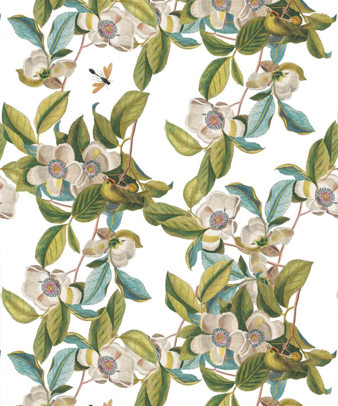 Midsummer Garden Wallpaper • White Floral Wallpaper • Swatch