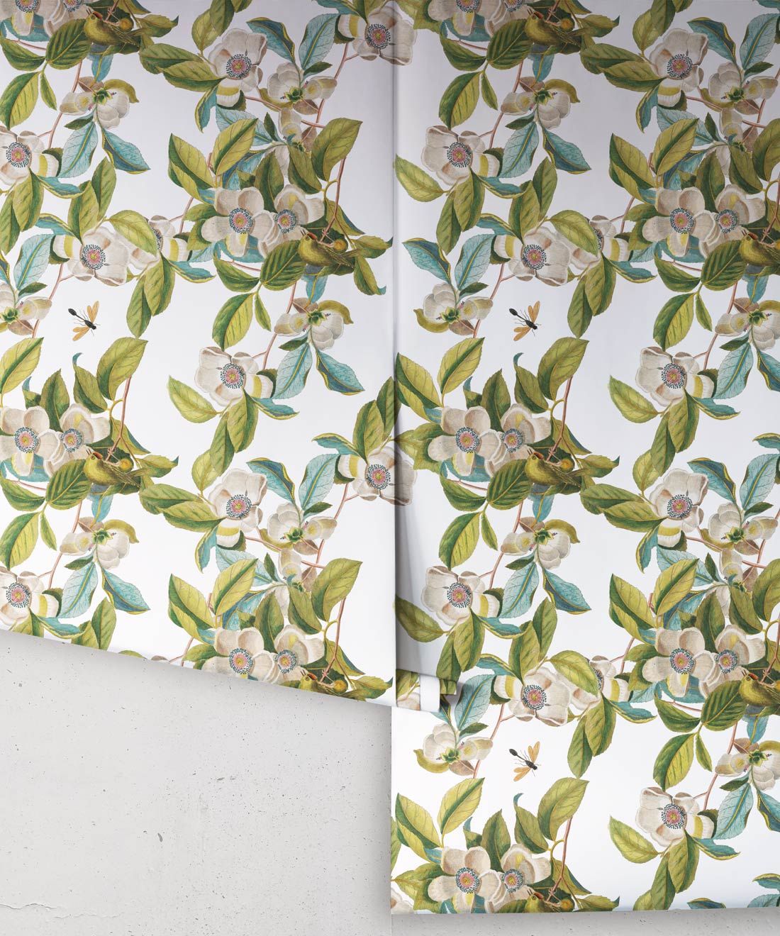 Midsummer Garden Wallpaper • White Floral Wallpaper • Rolls