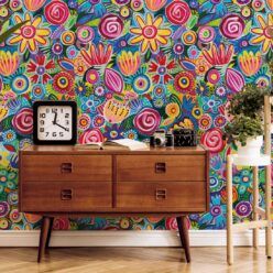 Colour Collaboration Wallpaper • Colorful Floral Wallpaper • Insitu