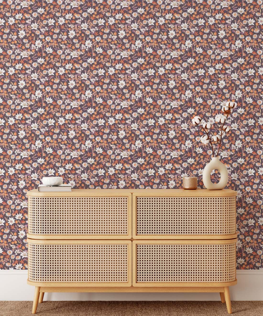 Flannel Flowers Wallpaper • Orange • Insitu