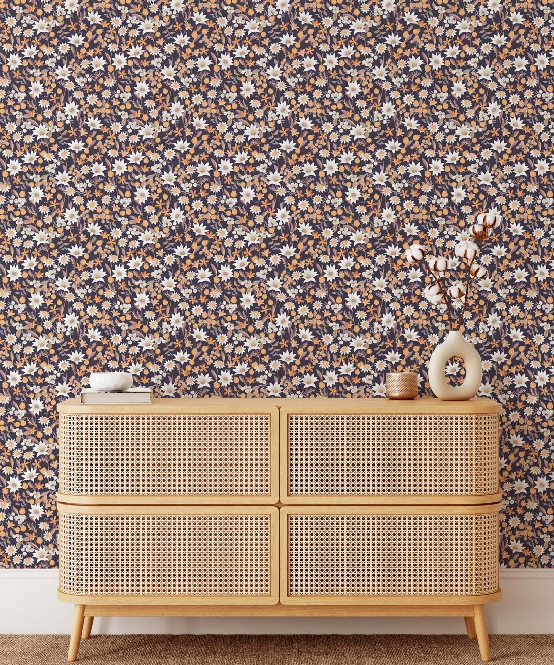Flannel Flowers Wallpaper • Charcoal • Insitu