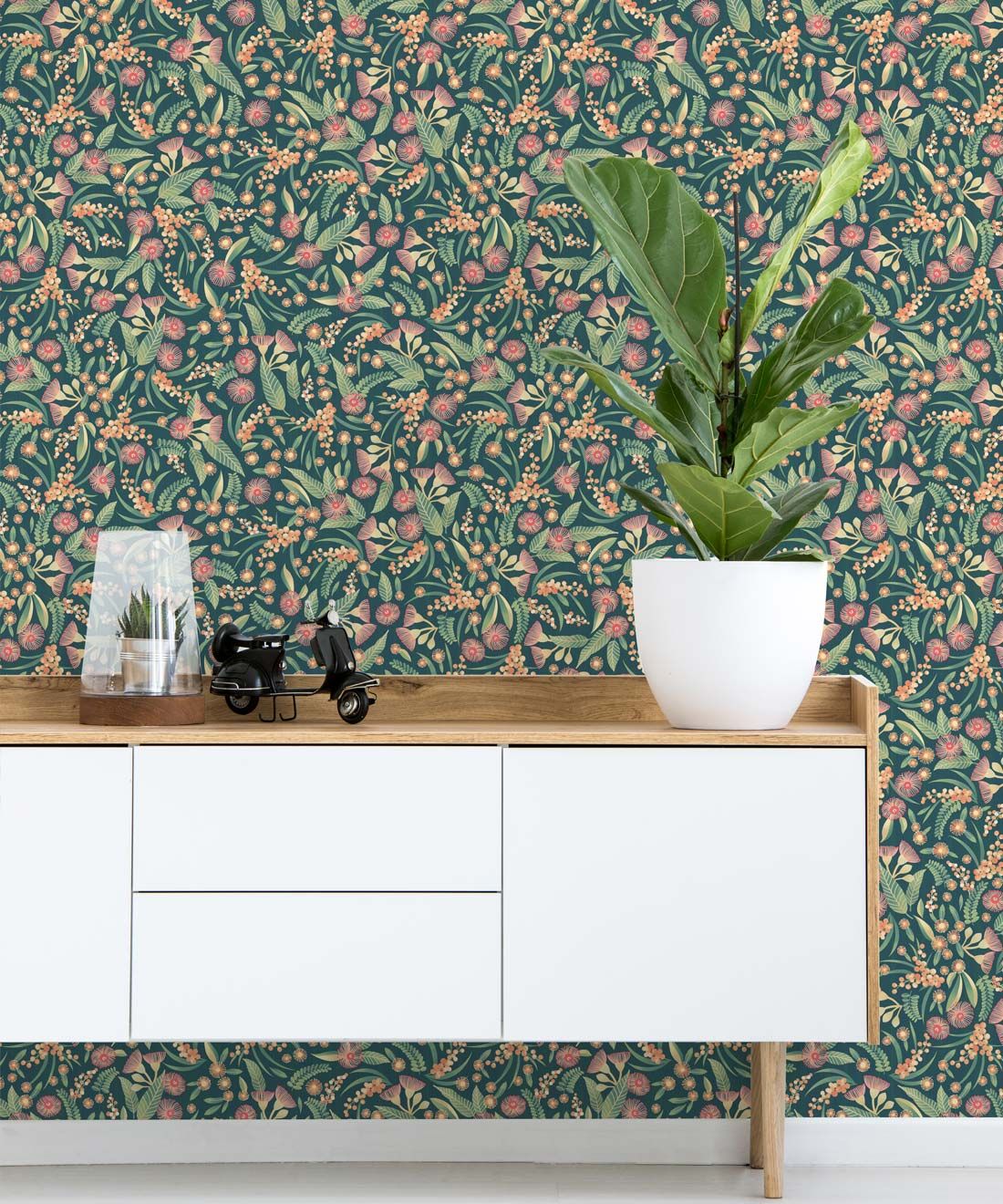 Gum Blossom Wallpaper • Green • Insitu