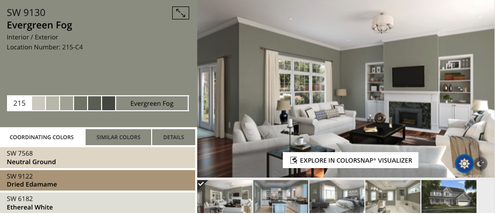 Sherwin Williams Evergreen Fog Color of 2022