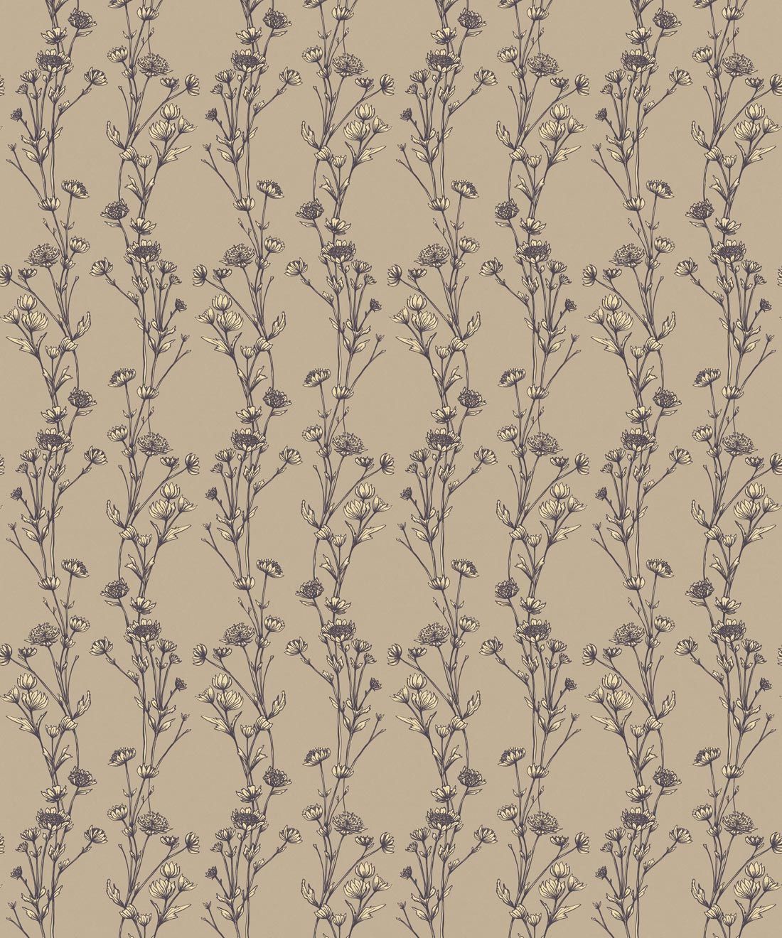 Astrantia Wallpaper • grandmillenial flower • Hackney & Co. • Sand • Swatch