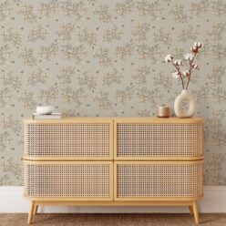 Bee Blossom Wallpaper • Hackney & Co. • Dusty • Insitu