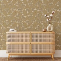 Bee Blossom Wallpaper • Hackney & Co. • Gold • Insitu