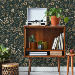 Herb Antique Wallpaper • Hackney & Co. • Forest Green • Insitu