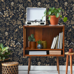 Herb Antique Wallpaper • Hackney & Co. • Navy • Insitu