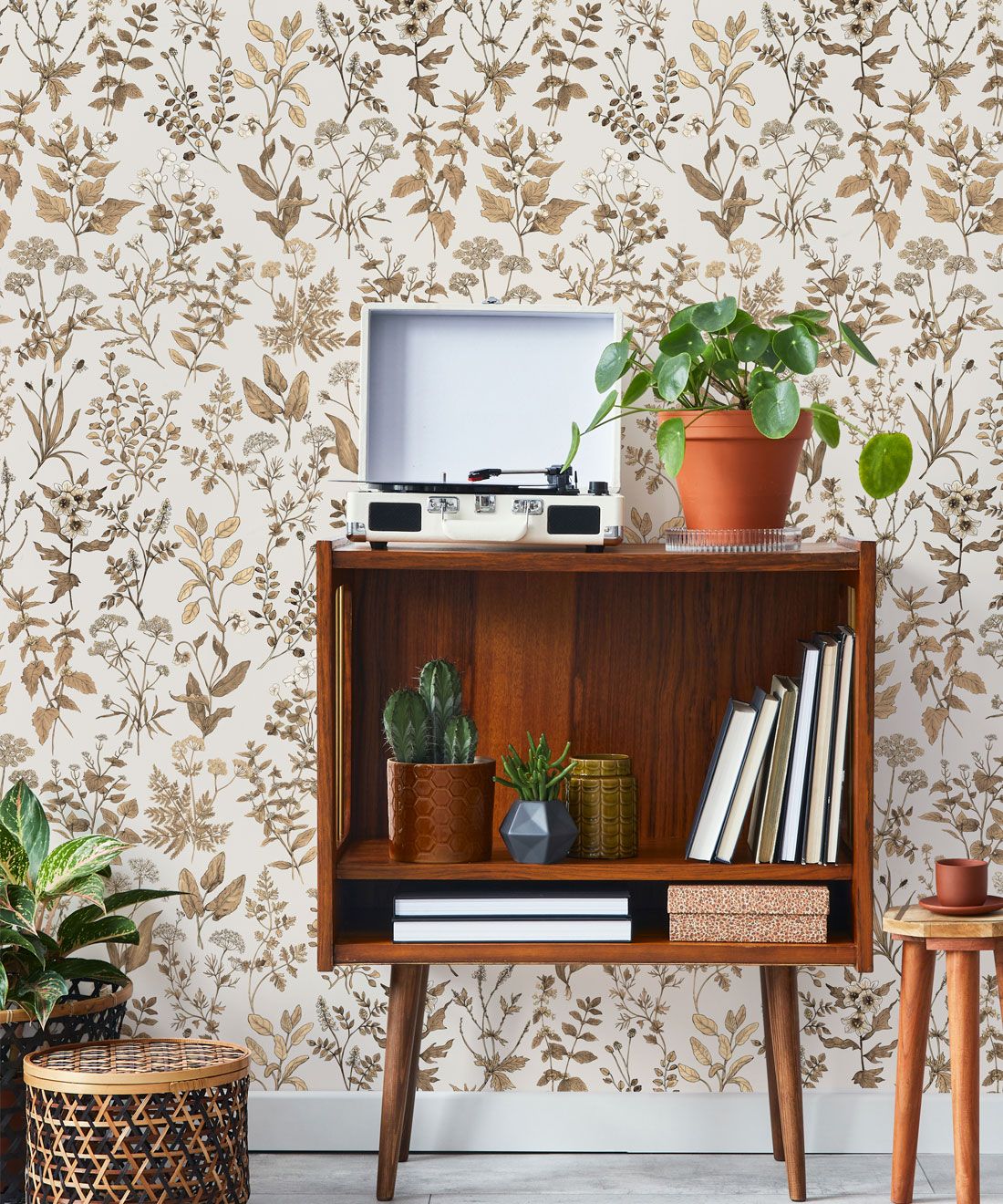 Herb Antique Wallpaper • Hackney & Co. • Stone • Insitu