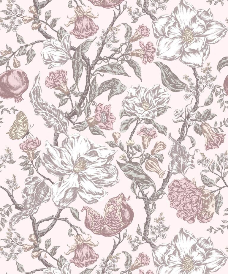 Magnolia Garden Wallpaper • Florals & Pomegranates • Milton & King