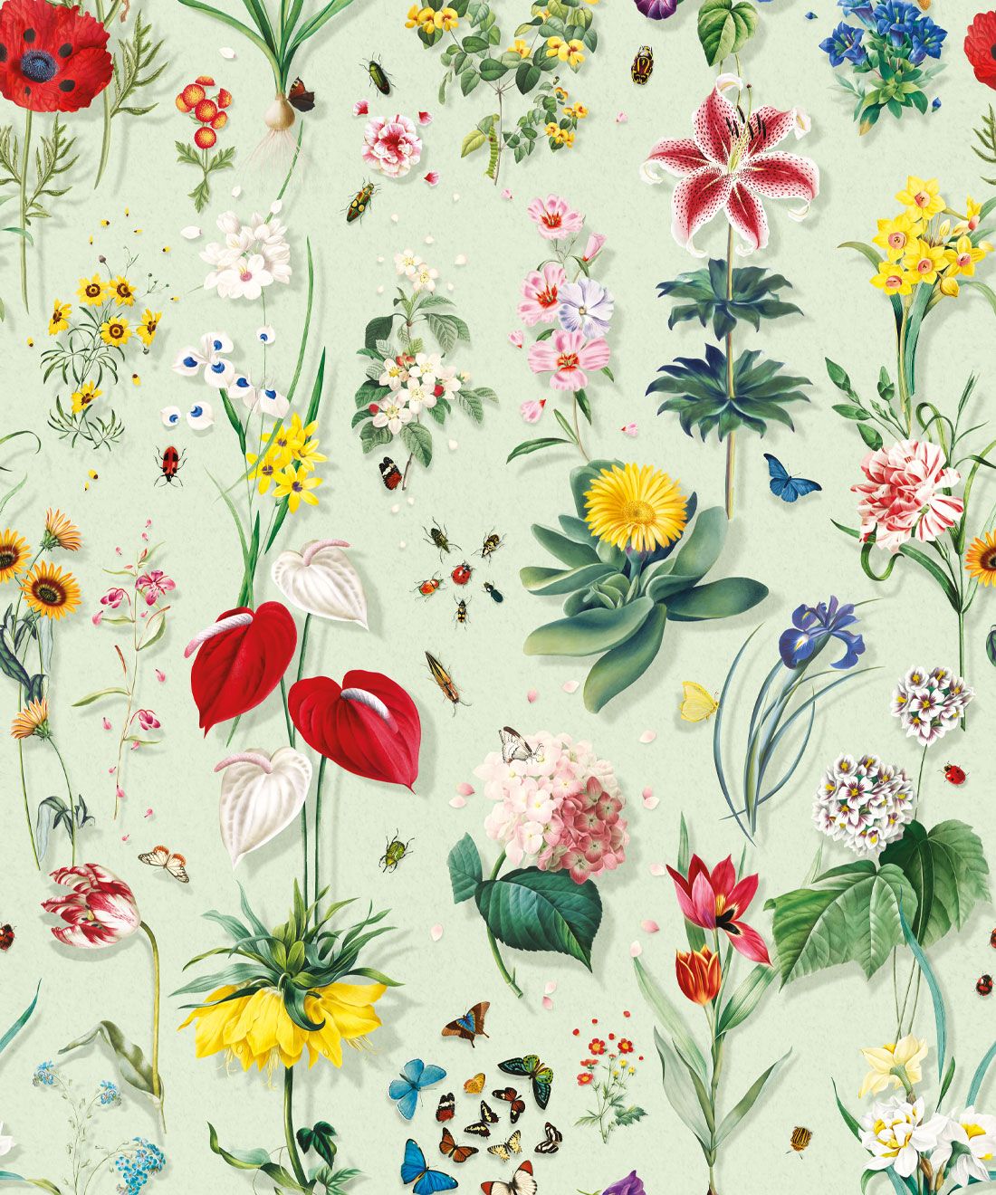 Jolie Wallpaper • Floral Wallpaper • Mint • Swatch