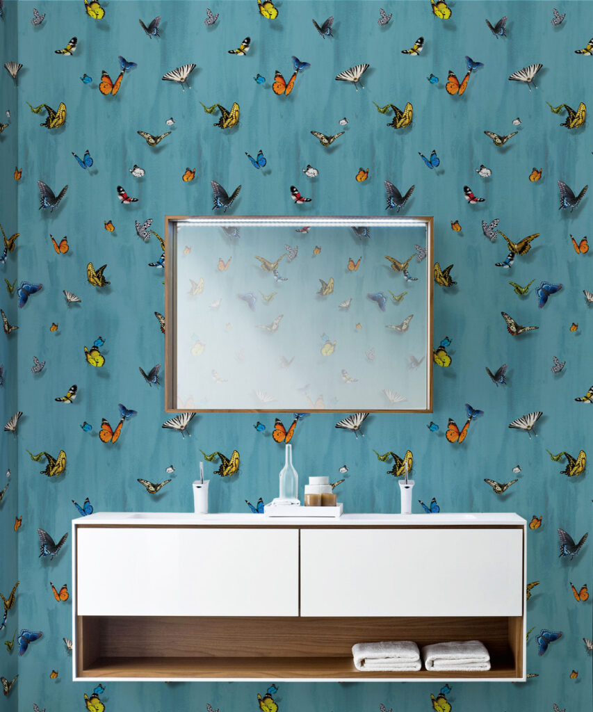 Papilio Wallpaper • Butterfly Wallpaper With Butterflies • Robin Blue • Insitu
