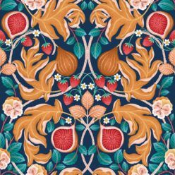Figs & Strawberries Wallpaper • Botanical Fruit Wallpaper • Imperial • Swatch