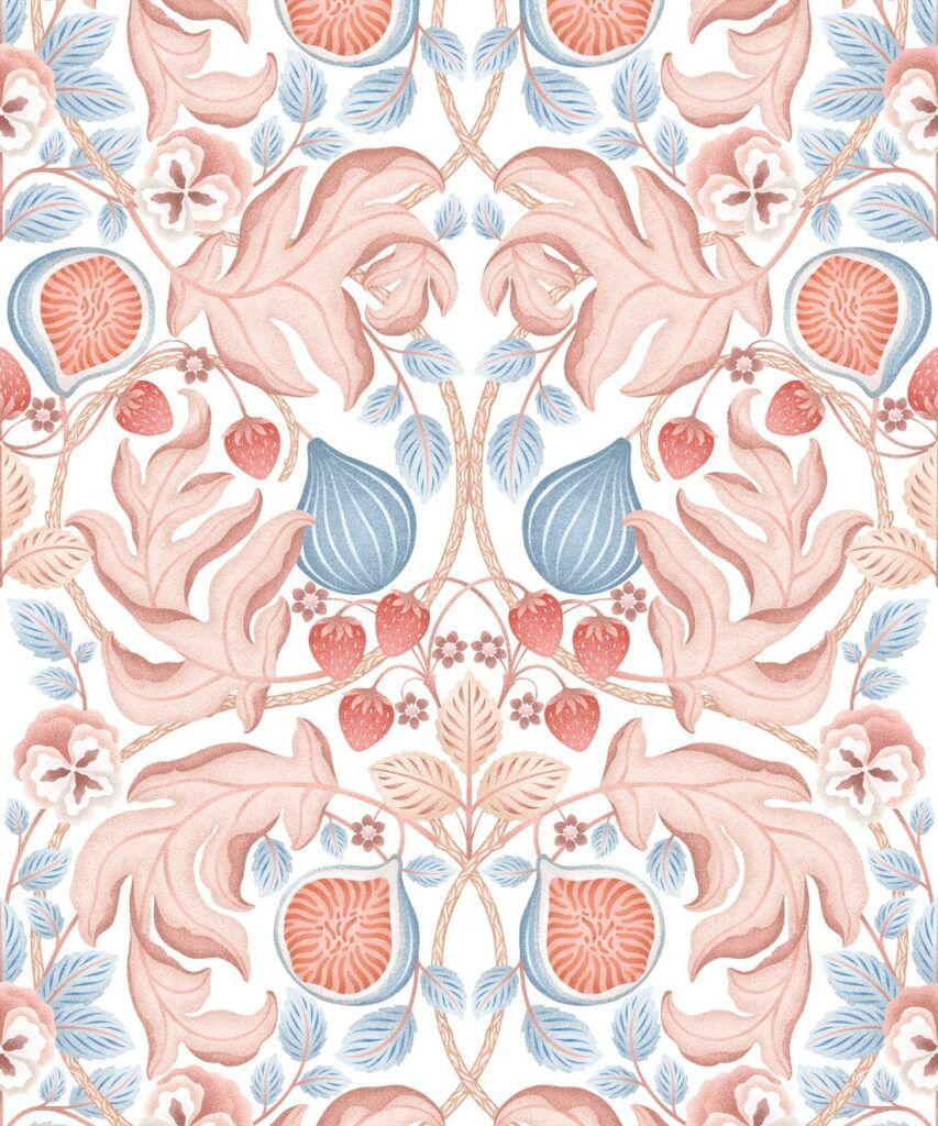 Figs & Strawberries • Colorful Fruit Wallpaper • Milton & King