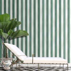 Fresco Stripe Wallpaper • Striped Wallpaper • Green • Insitu
