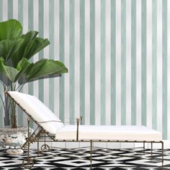 Fresco Stripe Wallpaper • Striped Wallpaper • Mint • Insitu
