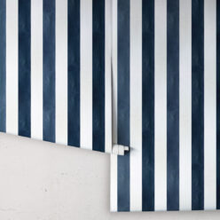 Fresco Stripe Wallpaper • Striped Wallpaper • Navy • Rolls