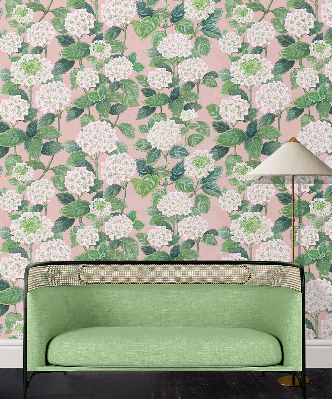 Hydrangea Garden Wallpaper • Pink • Insitu