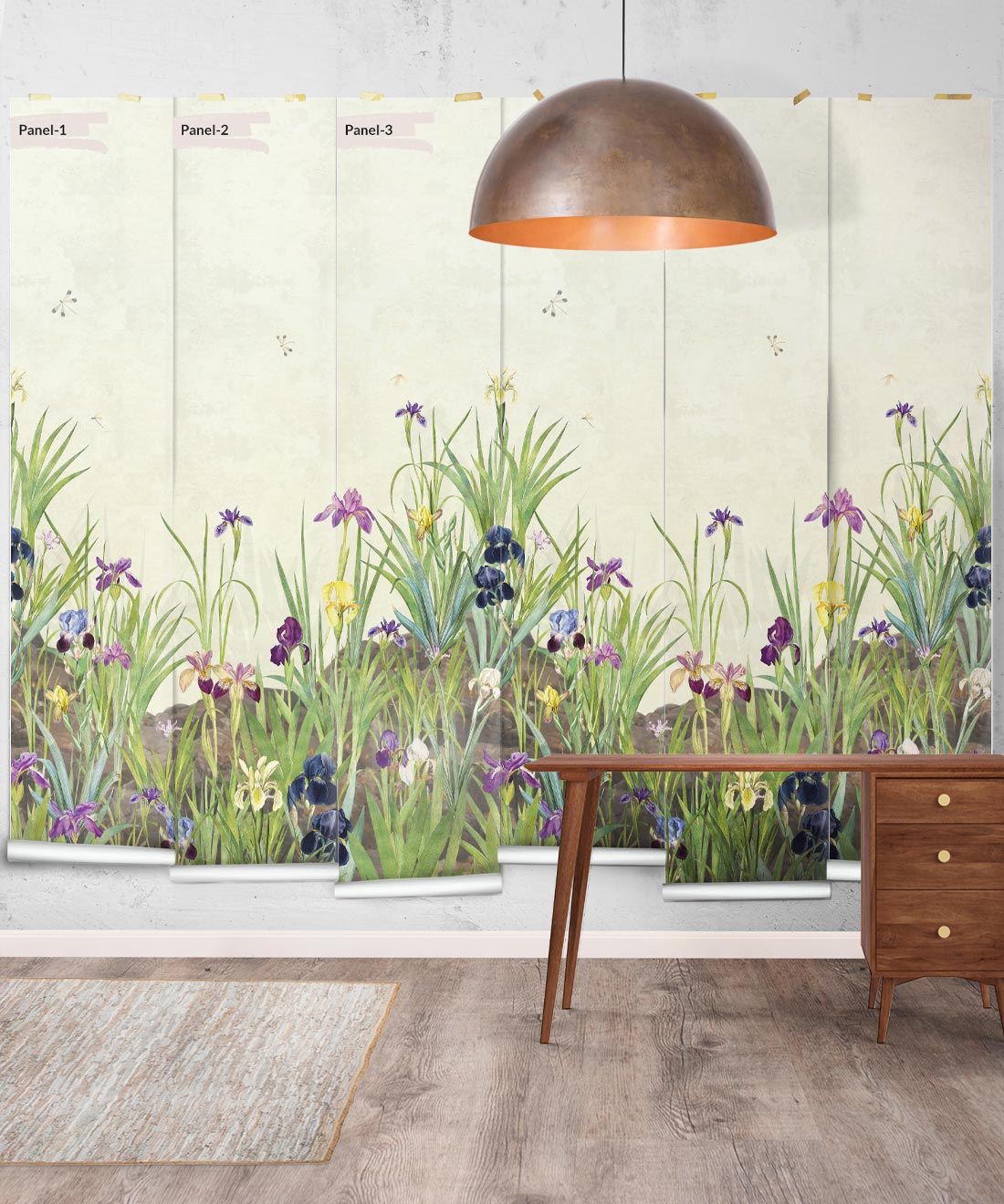 Iris Garden Mural • Beige • Panels
