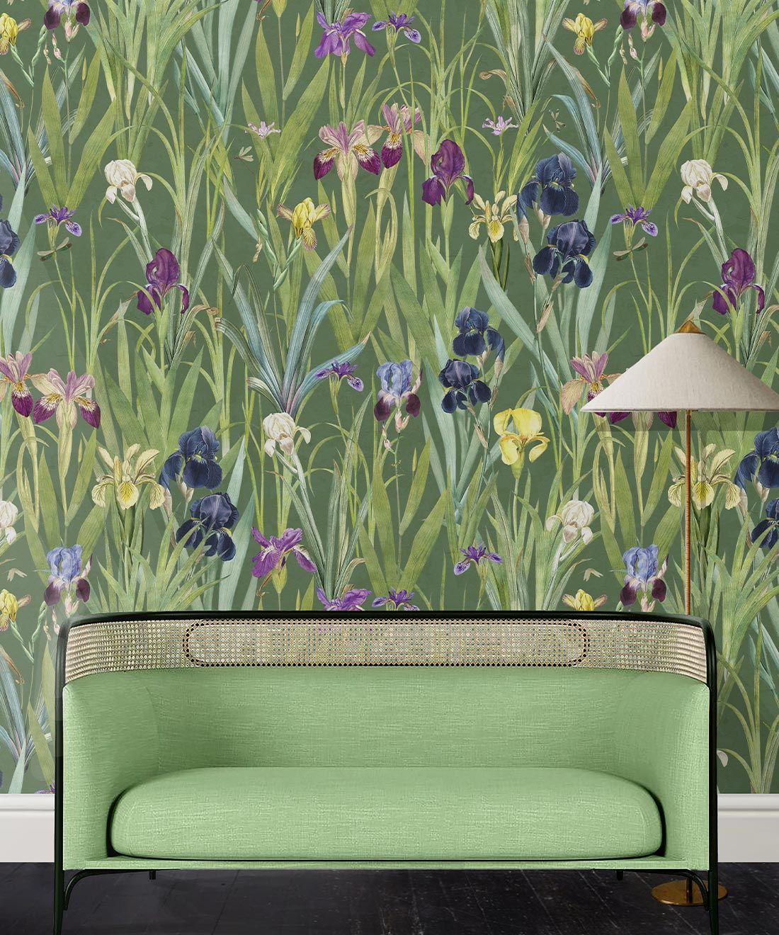 Iris Wallpaper • Green • Insitu