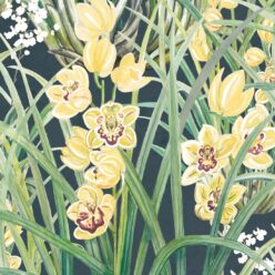 Garden Orchids Wallpaper • Navy • Swatch