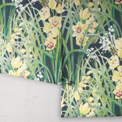 Garden Orchids Wallpaper • Navy • Rolls