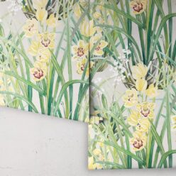 Garden Orchids Wallpaper • Yellow • Rolls