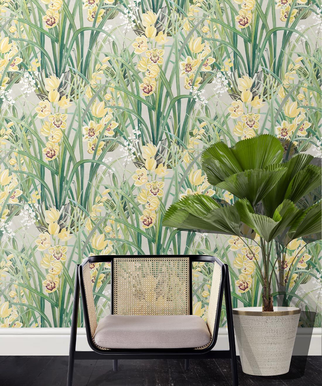Garden Orchids Wallpaper • Yellow • Insitu