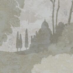 Tuscan Landscape Mural • Italian Wallpaper • Tree Wallpaper • Silhouette Wallpaper • Beige • Swatch
