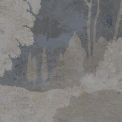Tuscan Landscape Mural • Italian Wallpaper • Tree Wallpaper • Silhouette Wallpaper • Blue • Swatch