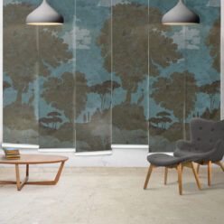 Tuscan Landscape Mural • Italian Wallpaper • Tree Wallpaper • Silhouette Wallpaper • Caramel • Panels