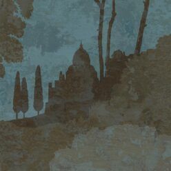 Tuscan Landscape Mural • Italian Wallpaper • Tree Wallpaper • Silhouette Wallpaper • Caramel • Swatch