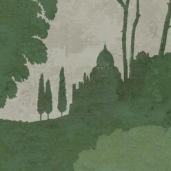 Tuscan Landscape Mural • Italian Wallpaper • Tree Wallpaper • Silhouette Wallpaper • Green • Swatch