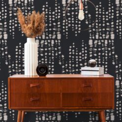 Love Notes Wallpaper • Shibori • Charcoal Reversed • Insitu