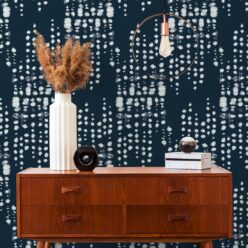 Love Notes Wallpaper • Shibori • Indigo Reversed • Insitu