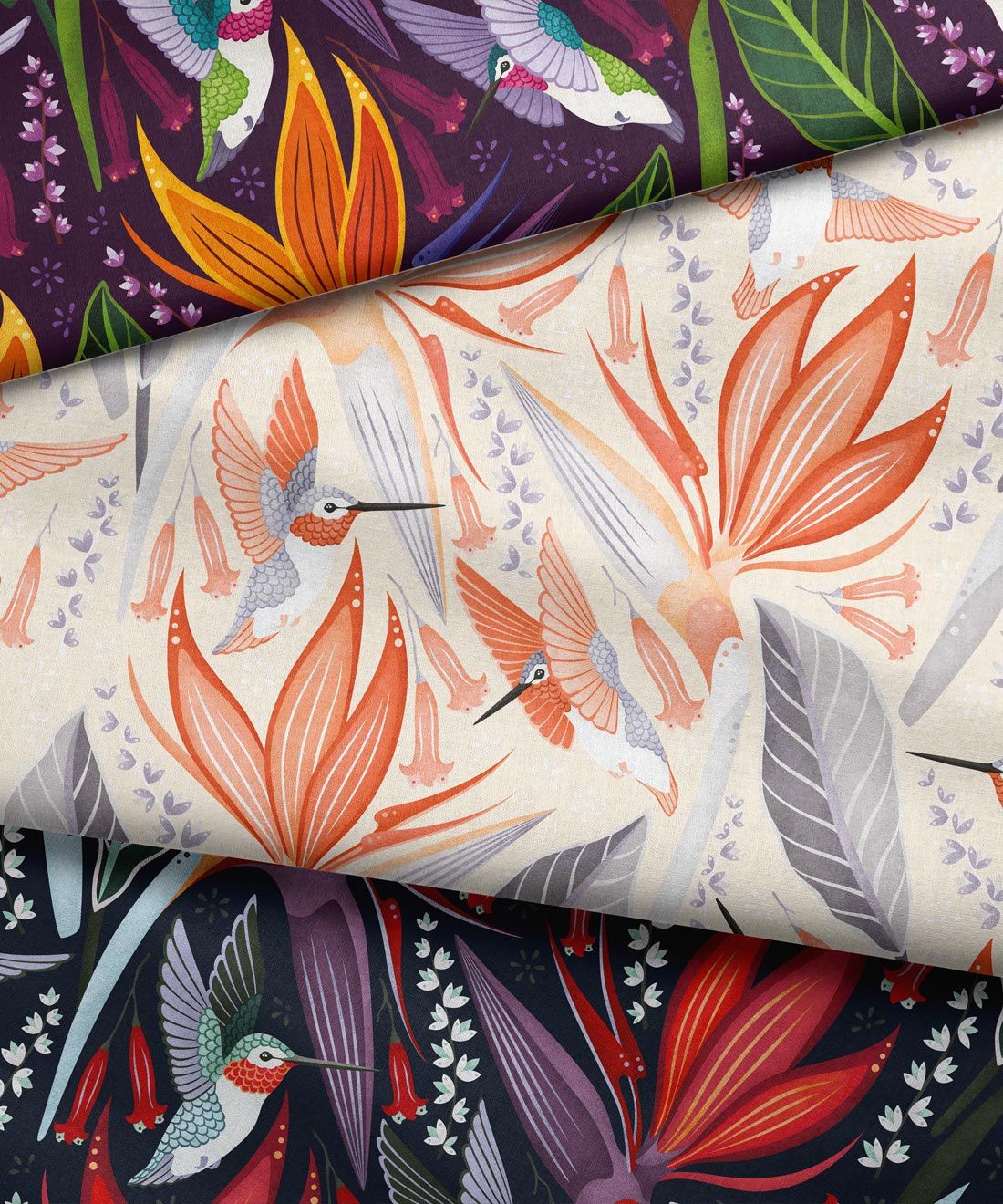 Hummingbirds Fabric • Bird Fabric • Layered