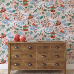Pool Party Wallpaper • Jacqueline Colley • Coral • Insitu