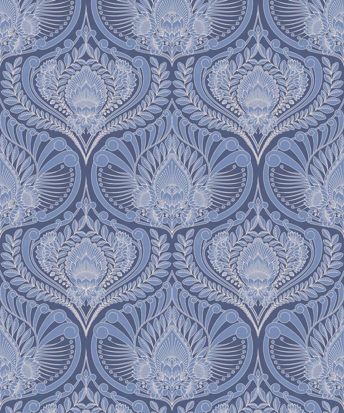 Baroque Fusion Wallpaper • Ornate Luxurious • Blue • Swatch