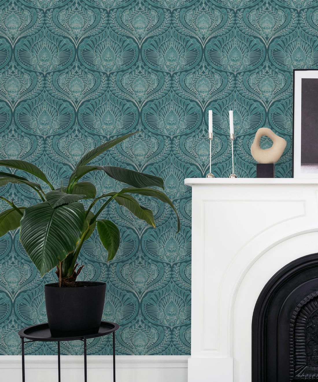 Baroque Fusion Wallpaper • Ornate Luxurious • Teal • Insitu