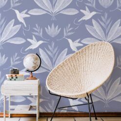 Hummingbirds & Heliconias Wallpaper • Allira Tee • Bird Wallpaper • Blue • Insitu
