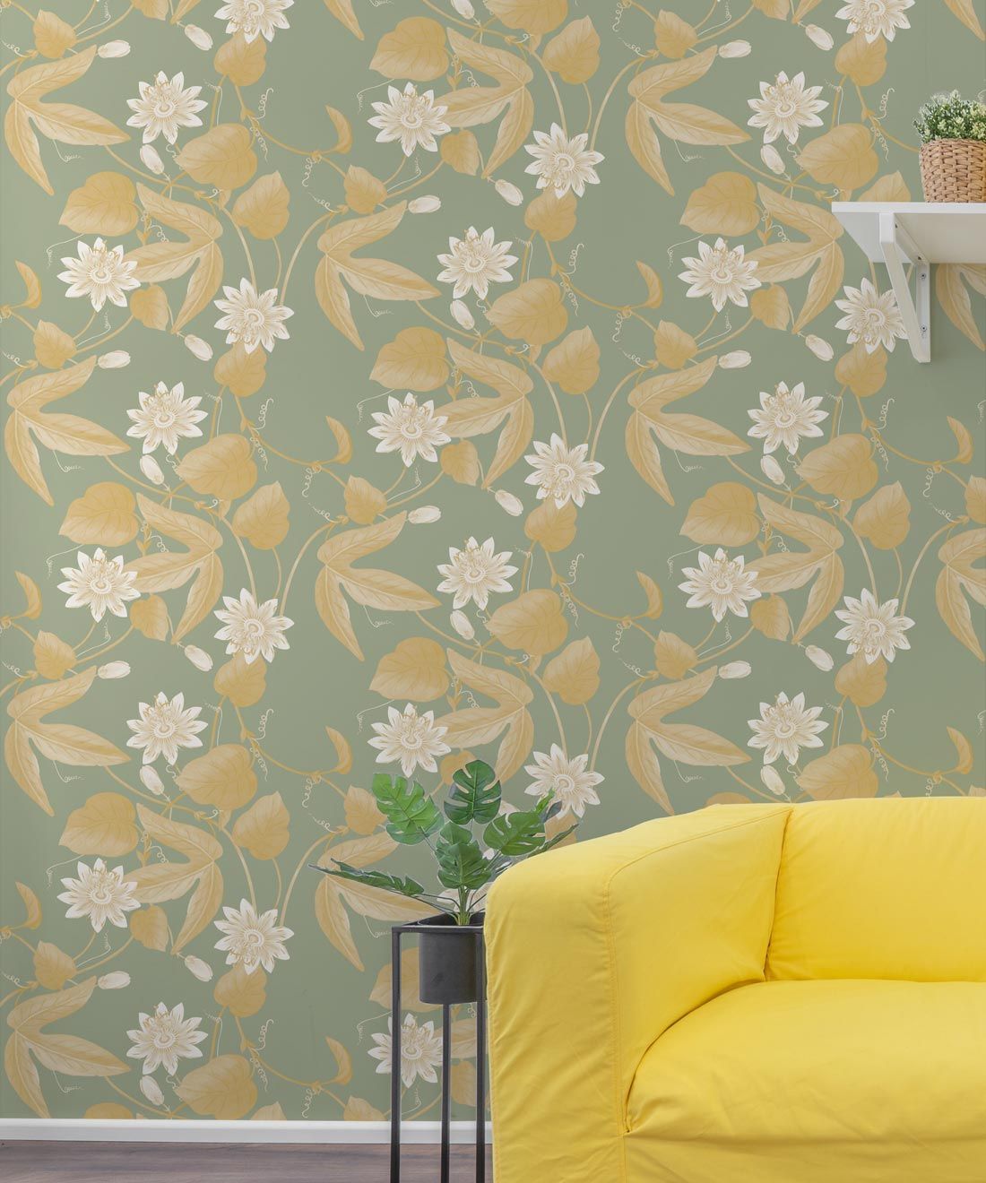 Passiflora Wallpaper • Olive • Insitu