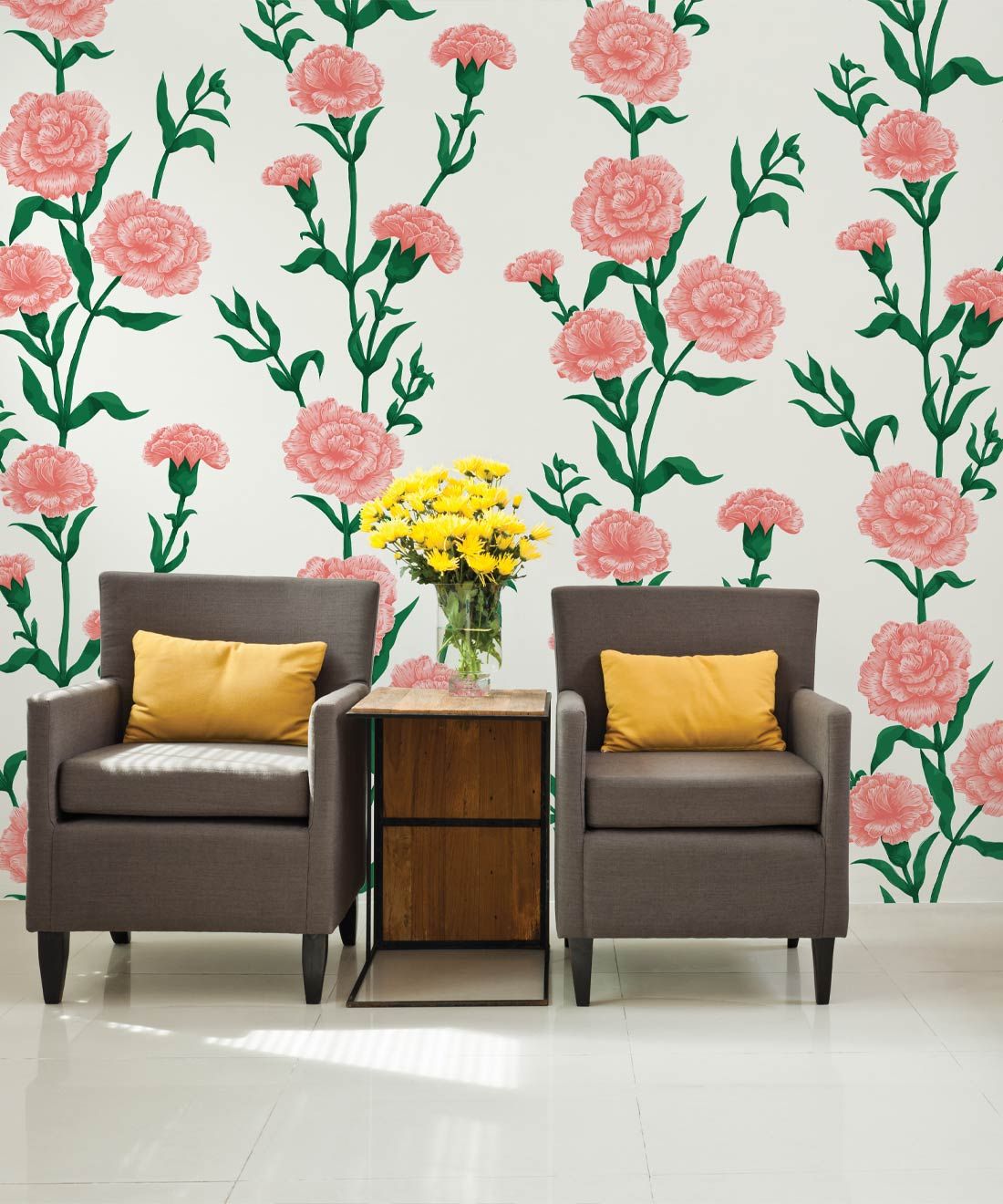 What In Carnation Wallpaper • Floral Wallpaper • Cosmopolitan Coral • Insitu