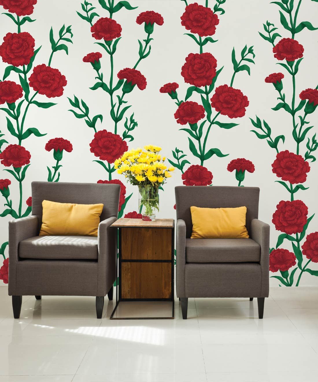 What In Carnation Wallpaper • Floral Wallpaper • Miranda Merlot • Insitu