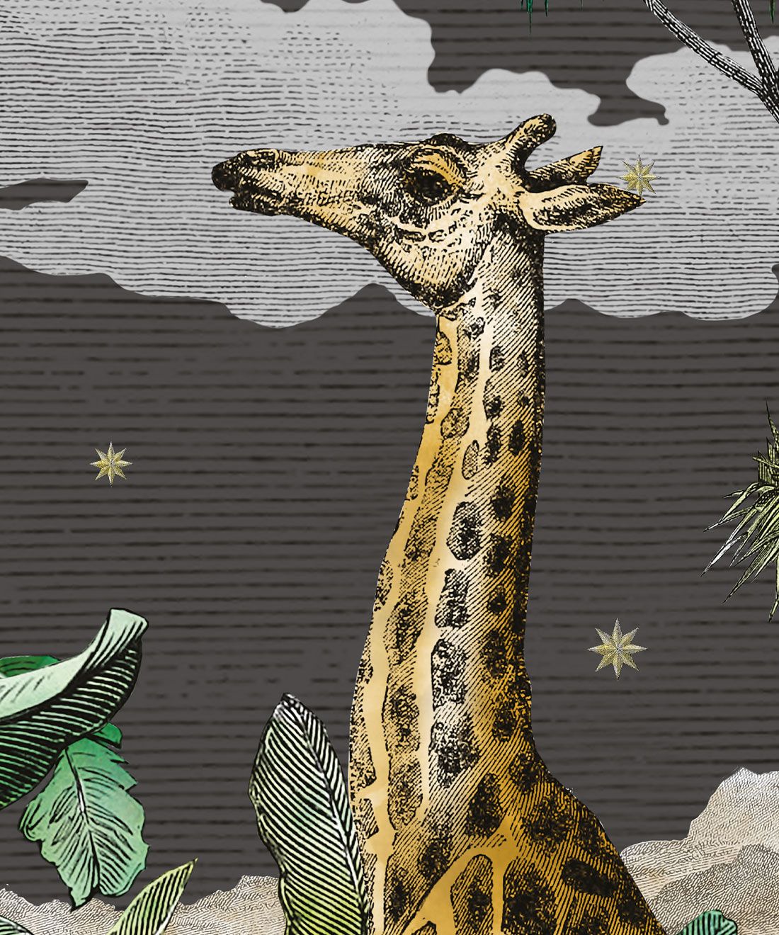 Etched Safari Mural • Night • Scale