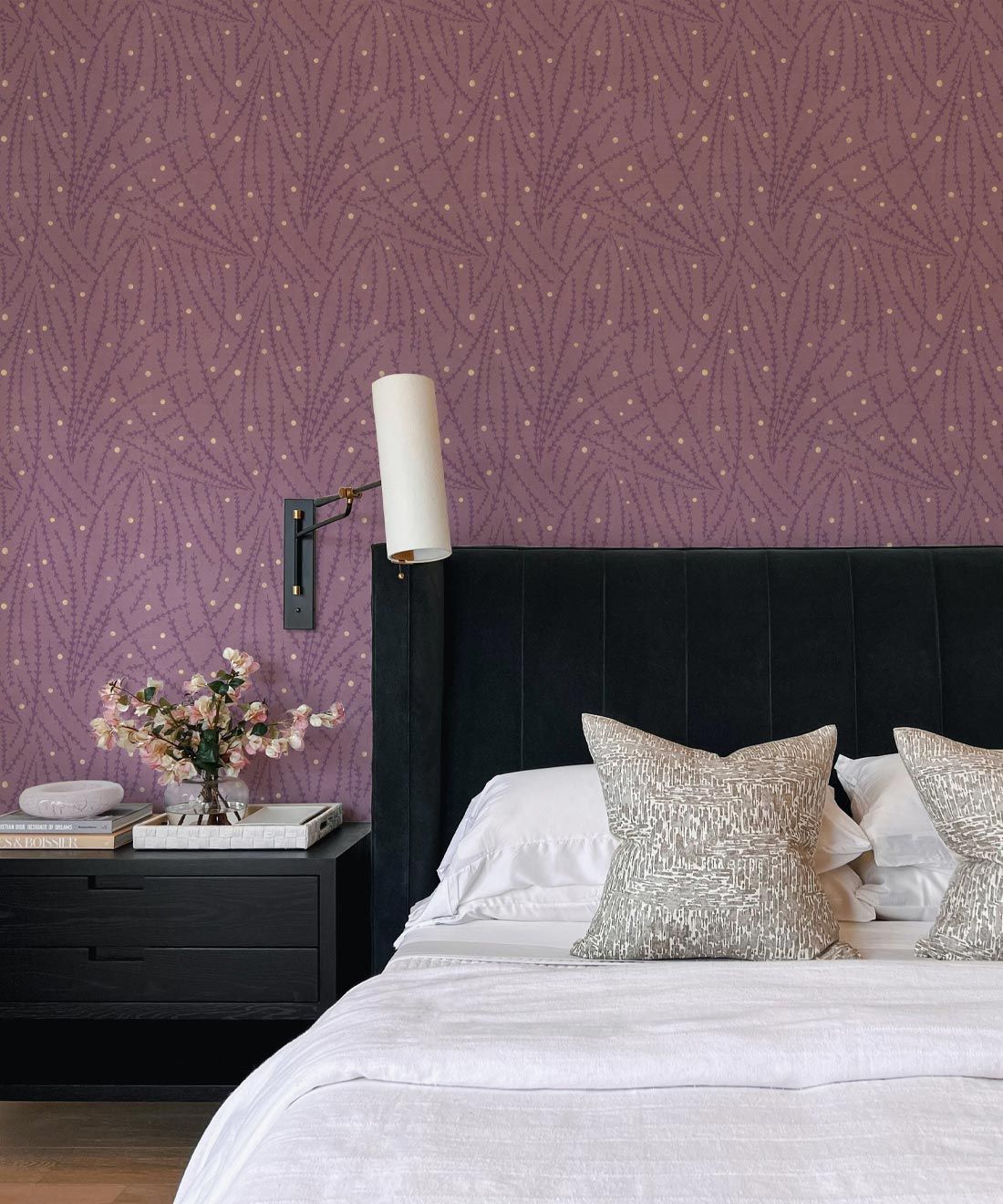 Brush Wallpaper • Floral Wallpaper • Lilac • Insitu