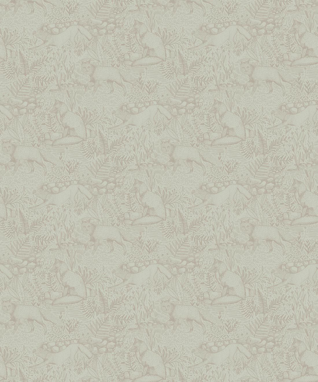 Fox Wallpaper • Animal Wallpaper • Pewter • Swatch