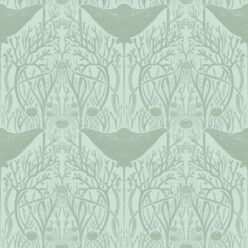 Manta Ray Wallpaper • Floral Wallpaper • Mint • Swatch