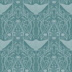 Manta Ray Wallpaper • Floral Wallpaper • Teal • Swatch