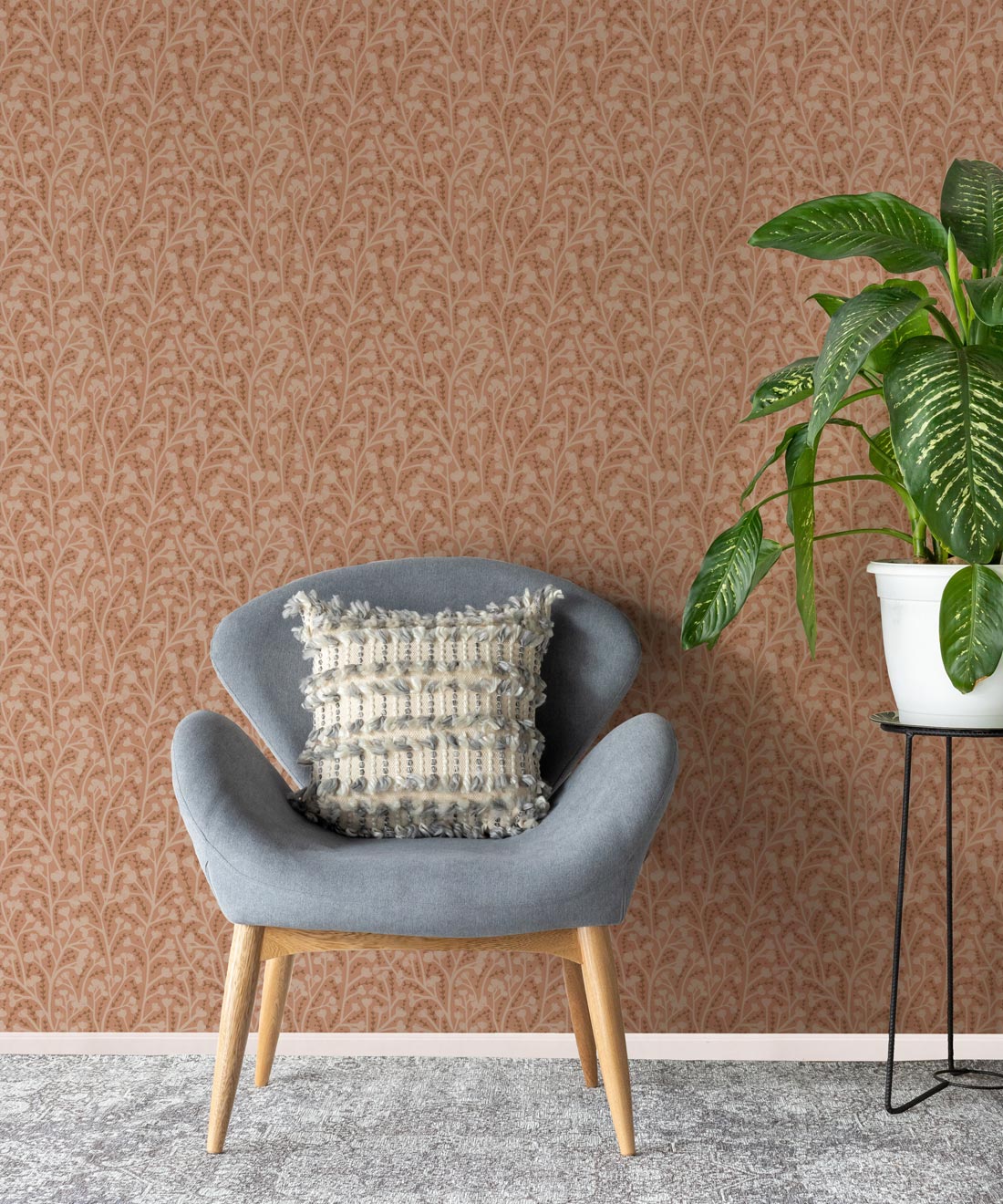 Petals Wallpaper • Floral Wallpaper • Terracotta • Insitu