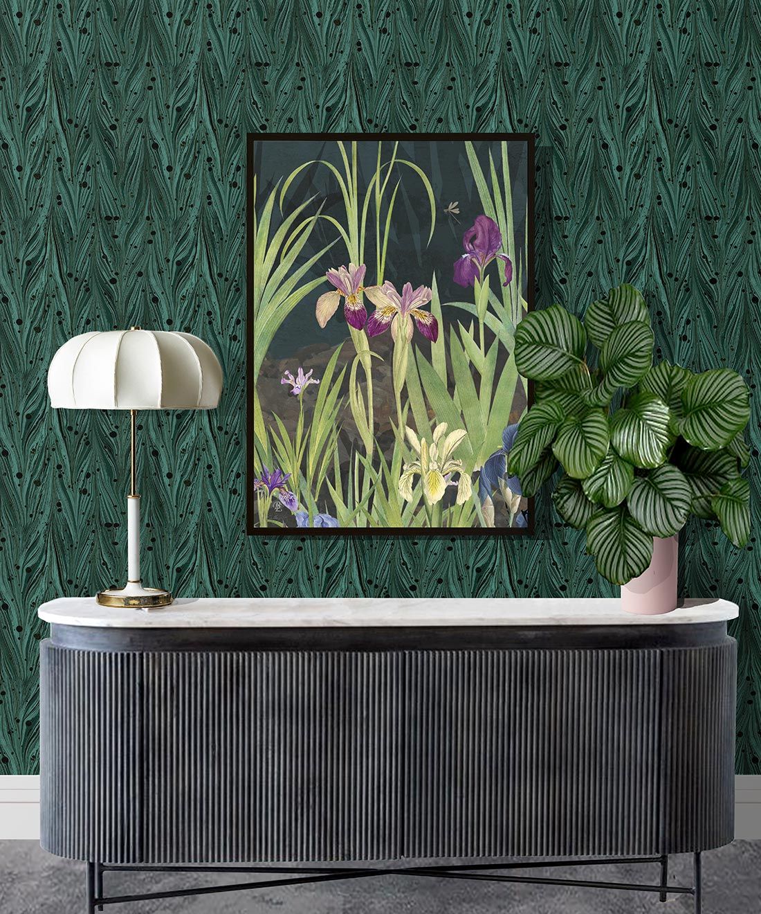 Antique Straight Wallpaper • Floral Wallpaper • Forest • Insitu